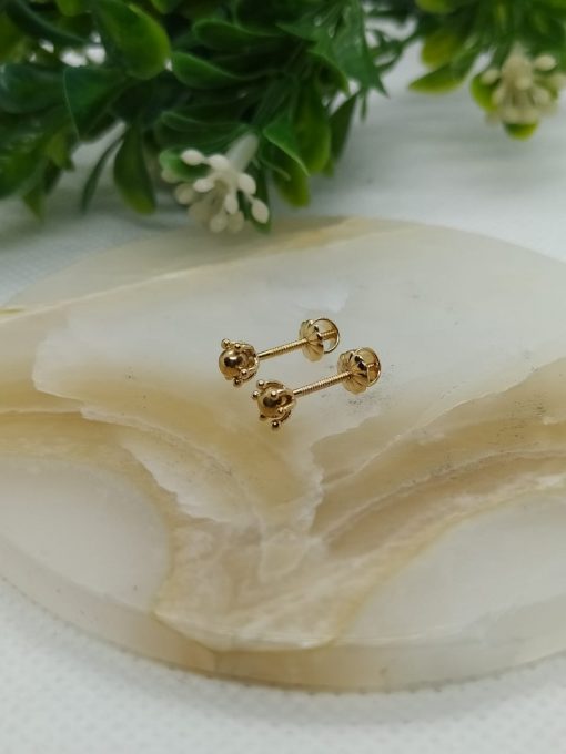 Aros pistilo bolita 1.0 grs Oro 18k 2