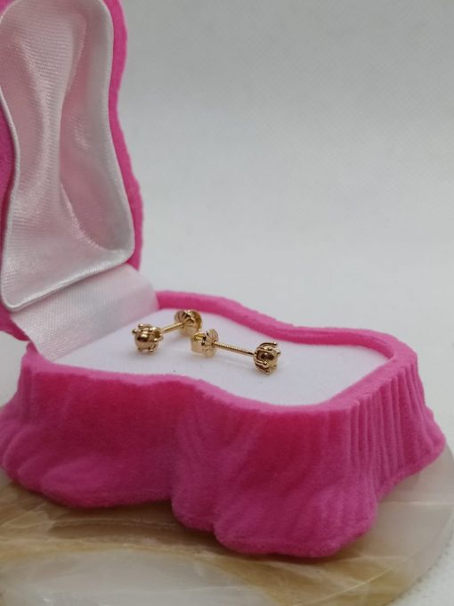 Aros pistilo bolita 1.0 grs Oro 18k 3