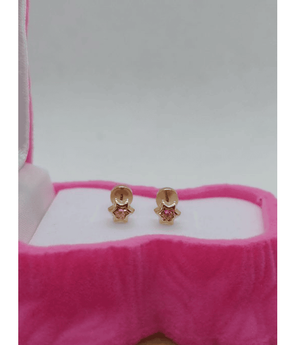 Aros abridores 6 mm estrellas rosa de Francia 1 gr Oro 18k