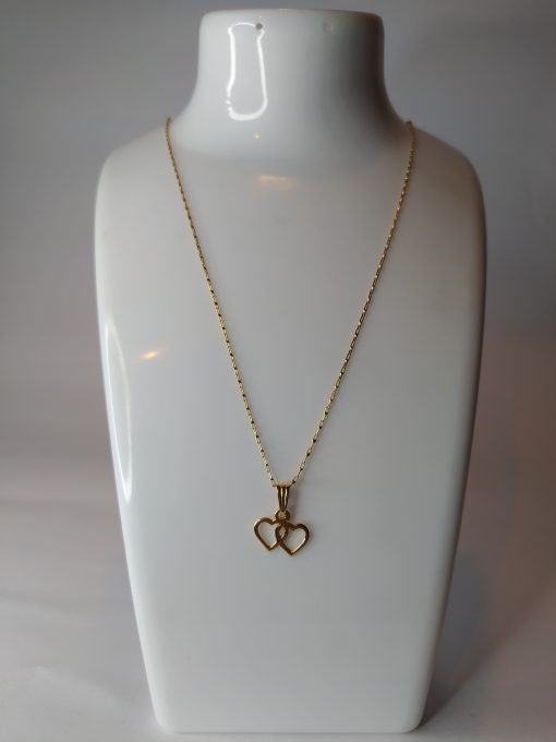 Cadena limada 50 cm con doble corazón 3.0 grs Oro 18k 1