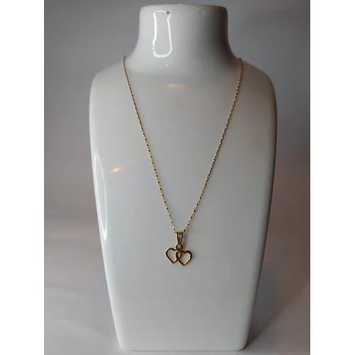 Cadena limada 50 cm con doble corazón 3.0 grs Oro 18k