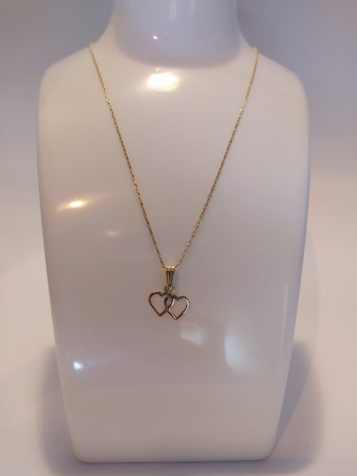 Cadena limada 50 cm con doble corazón 3.0 grs Oro 18k 2