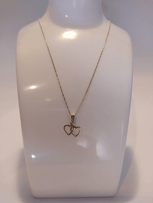 Cadena limada 50 cm con doble corazón 3.0 grs Oro 18k