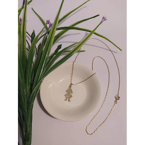 Cadena limada 50 cm y niña Oro 3 grs 18k