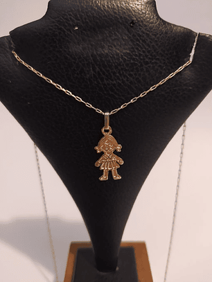 Cadena limada 50 cm y niña Oro 3 grs 18k