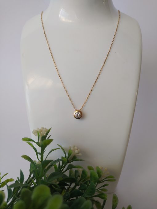 Cadena limada 50 cm y punto de luz pasado con circón 3 grs Oro 18k 1