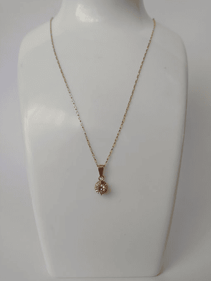 Cadena Limada 50 cm y colgante Chatón redondo Rosa de Francia 3.3 grs Oro 18k