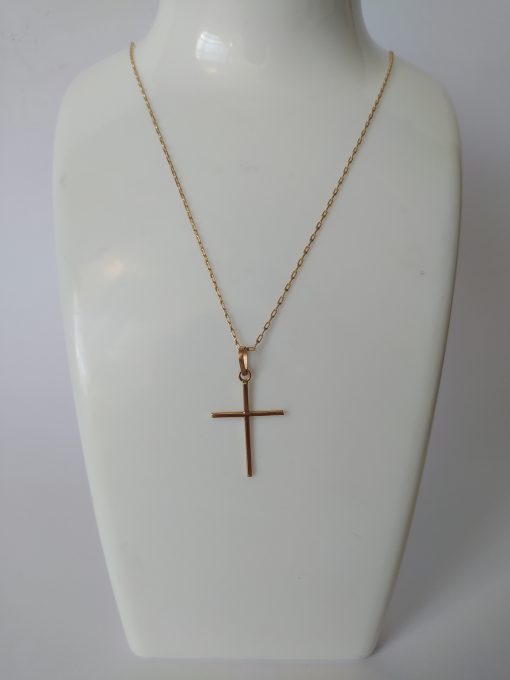 Cadena Limada 50 cm y cruz 3.3 grs Oro 18k 2