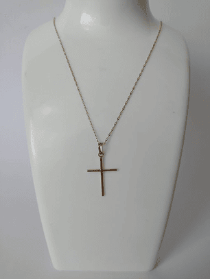 Cadena Limada 50 cm y cruz 3.3 grs Oro 18k