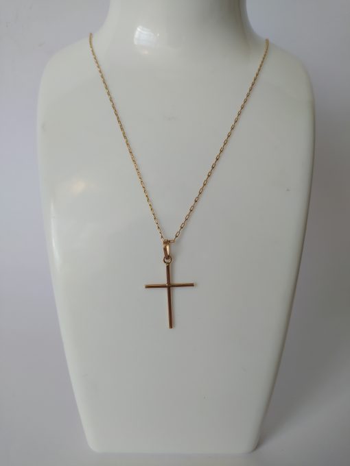 Cadena Limada 50 cm y cruz 3.3 grs Oro 18k 1