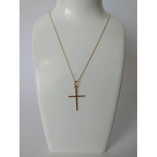Cadena Limada 50 cm y cruz 3.3 grs Oro 18k