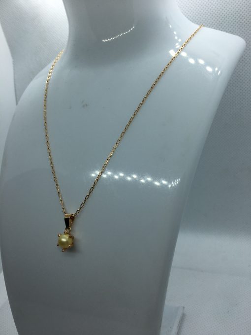 Cadena limada 50 cm con colgante pistilo perla cultivada 6 mm 3 grs Oro 18k 1