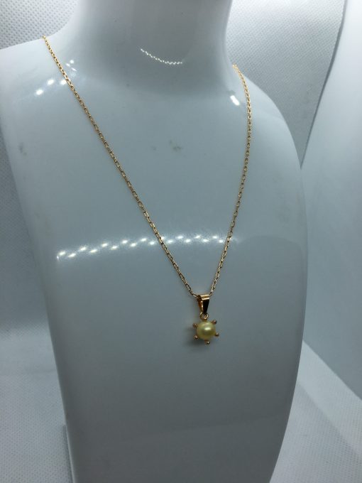 Cadena limada 50 cm con colgante pistilo perla cultivada 6 mm 3 grs Oro 18k 2
