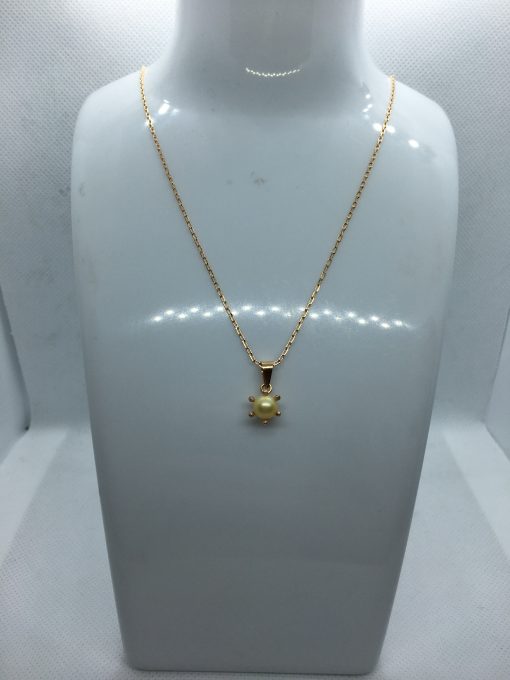 Cadena limada 50 cm con colgante pistilo perla cultivada 6 mm 3 grs Oro 18k 3