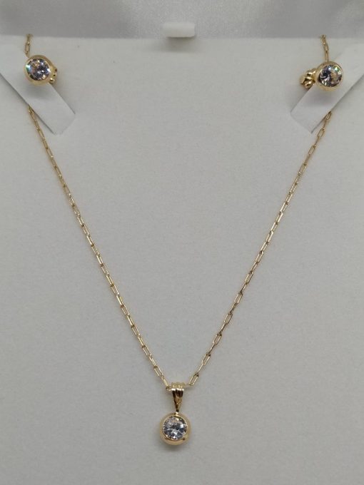 Conjunto punto de luz cadena 50 cm más aros 4.2 grs Oro 18k 1