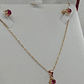 Conjunto cadena más aros Chatón italiano rubí 4.1 grs Oro 18k - Miniatura 2
