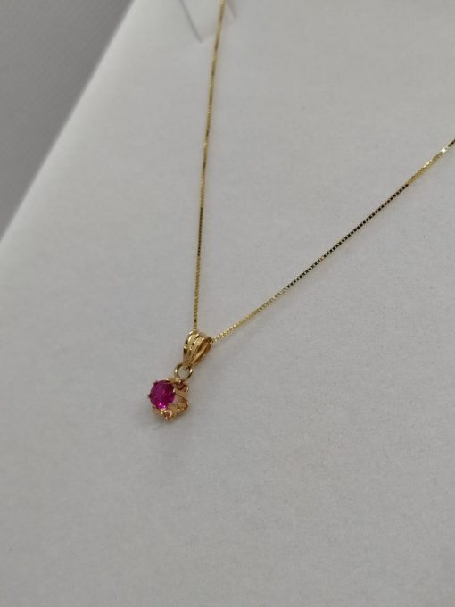 Cadena veneciana 45 cm con Chatón italiano rubí 6 mm 1.9 grs Oro italiano 750 2