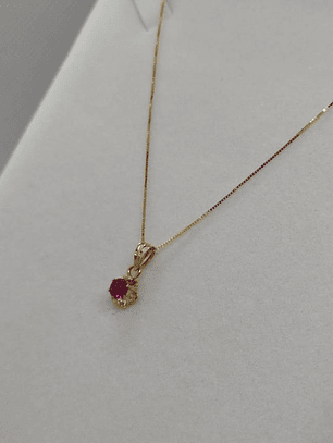 Cadena veneciana 45 cm con Chatón italiano rubí 6 mm 1.9 grs Oro italiano 750