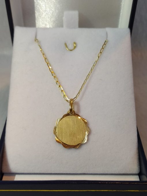 Cadena americana con disco flor 3 grs Oro italiano 750 1