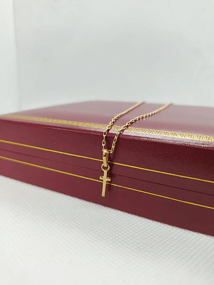 Cadena limada con cruz lisa 50 cm 3.0 grs Oro 18k