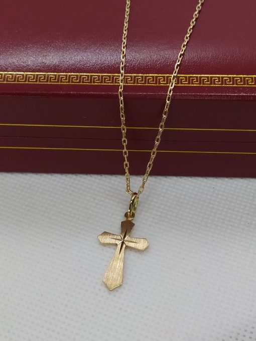Cadena limada con cruz tallada 50 cm 3.5 grs Oro 18k 2