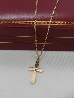 Cadena limada con cruz tallada 50 cm 3.5 grs Oro 18k
