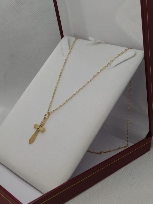 Cadena limada con cruz tallada 50 cm 3.5 grs Oro 18k 3
