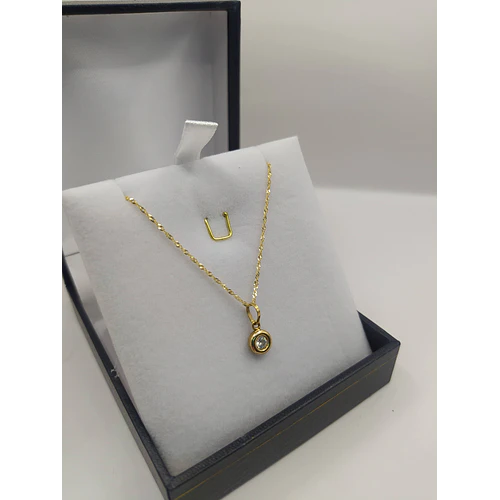 Cadena singapur 45 cm con punto de luz circón 1.6 grs de Oro italiano 18k