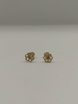 Aros flor rosa de Francia 7 mm 1.2 grs Oro 18k