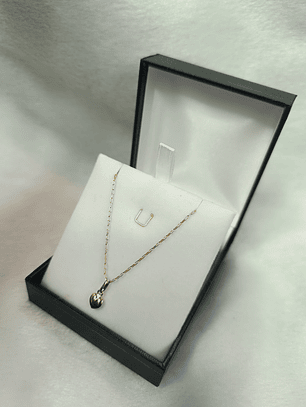 Conjunto cadena limada 50 cm y corazón 6.5 mm 2.5 grs de Oro 18k