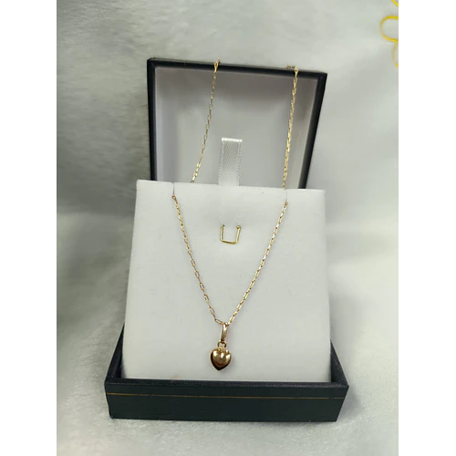 Conjunto cadena limada 50 cm y corazón 6.5 mm 2.5 grs de Oro 18k
