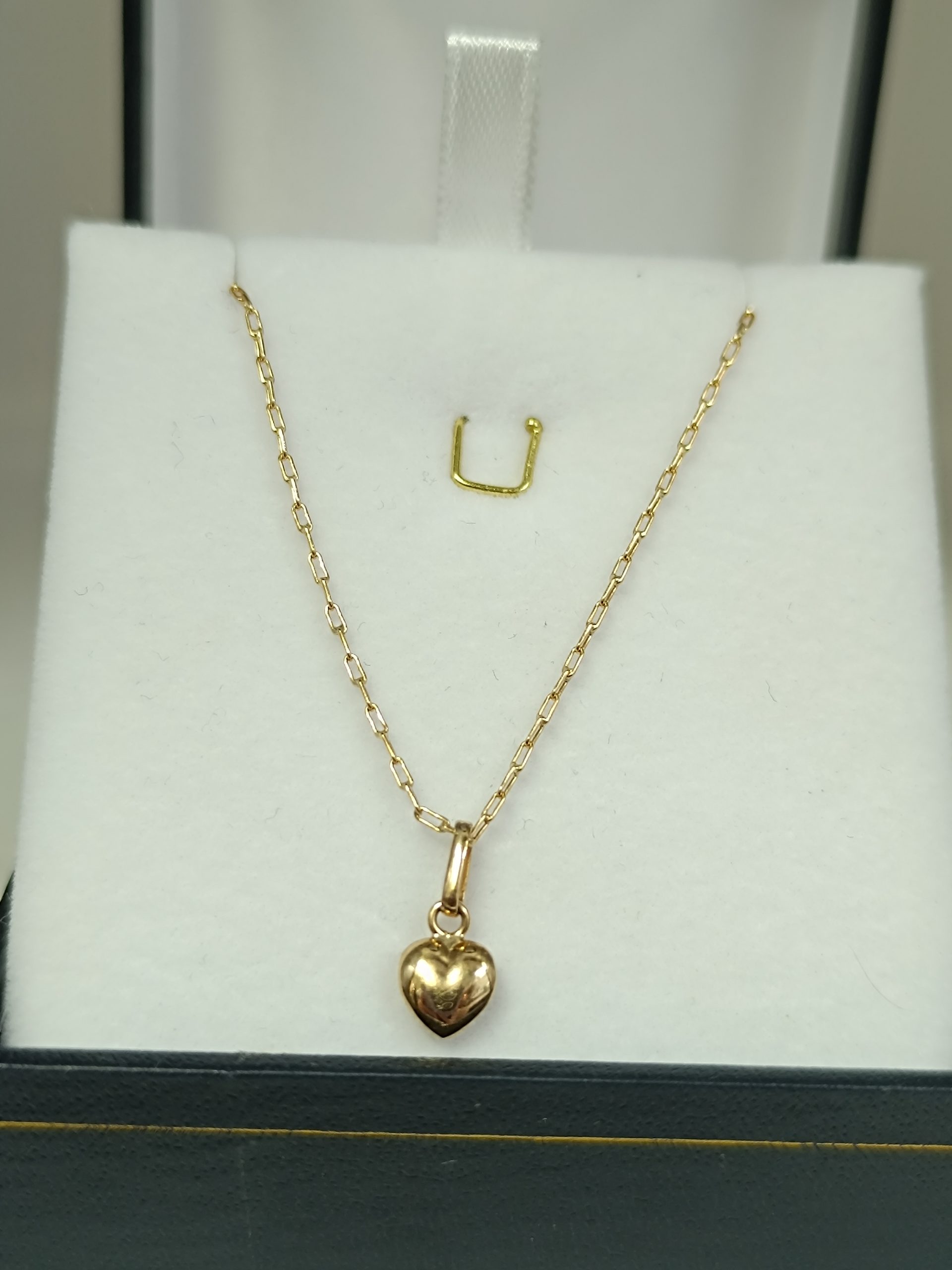 Conjunto cadena limada 50 cm y corazón 6.5 mm 2.5 grs de Oro 18k 5