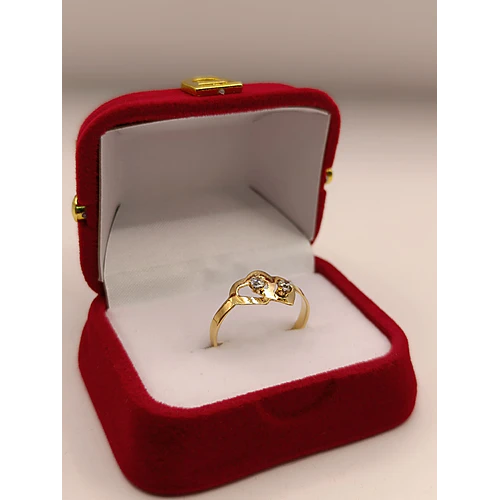 Anillo doble corazón con circones 1.4 grs Oro 18k