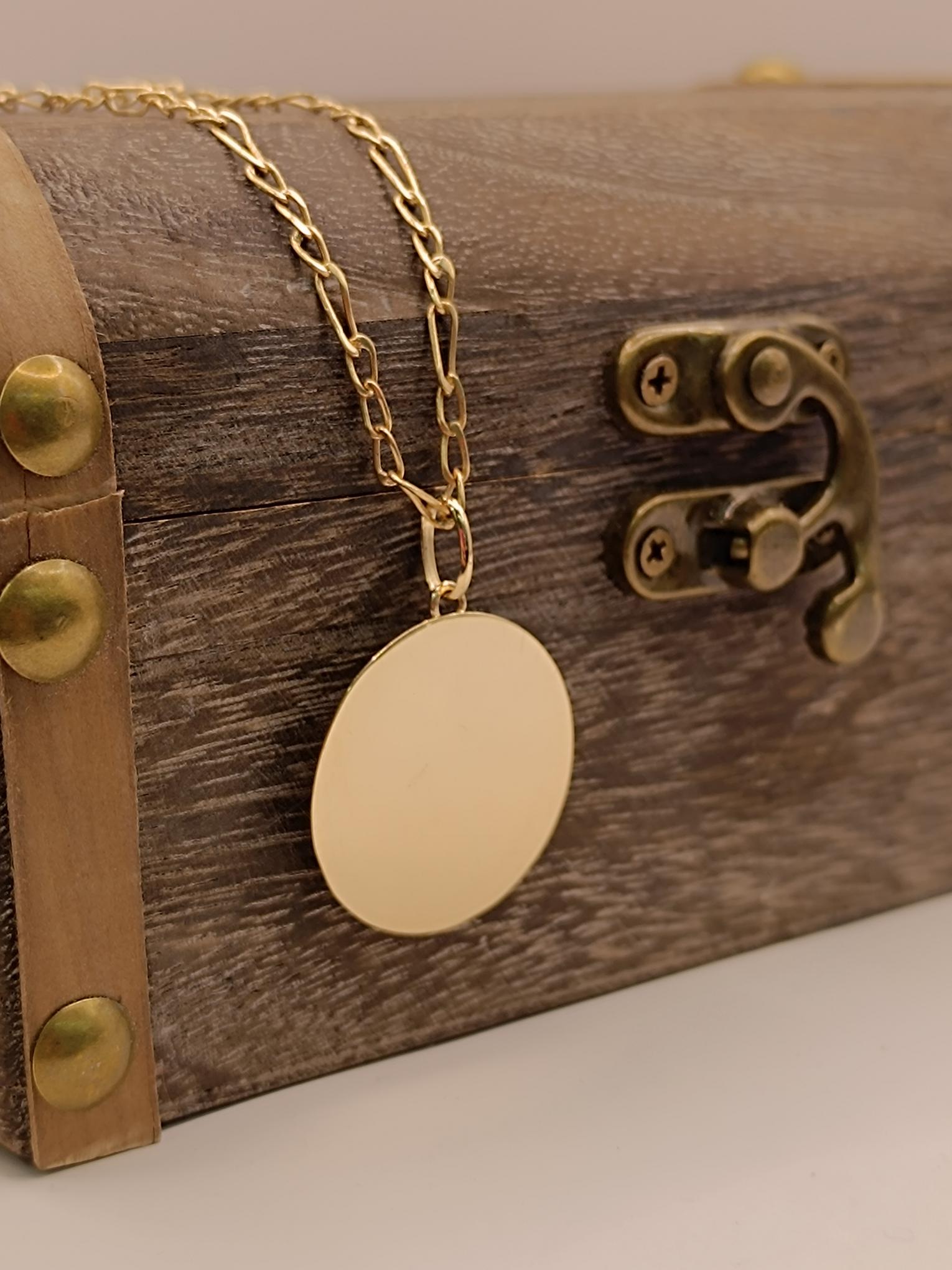 Cadena cartier 60 cm con disco 3 cm 11 grs Oro 18k 1