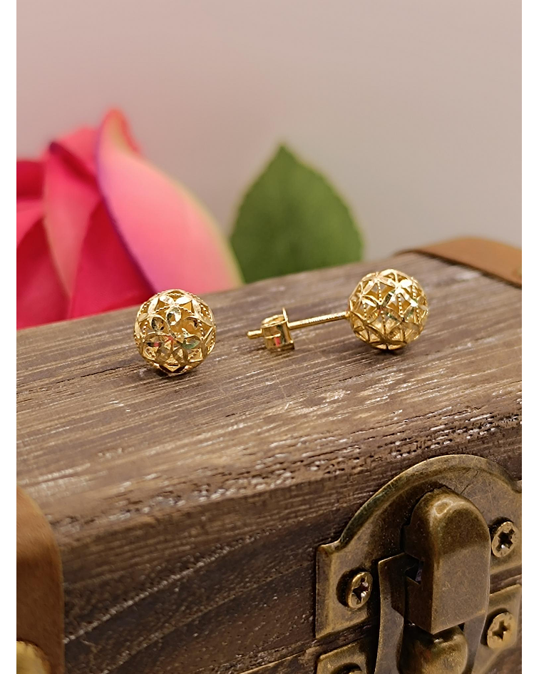 Aros esfera mandalas 10 mm 2 grs Oro 18k italiano