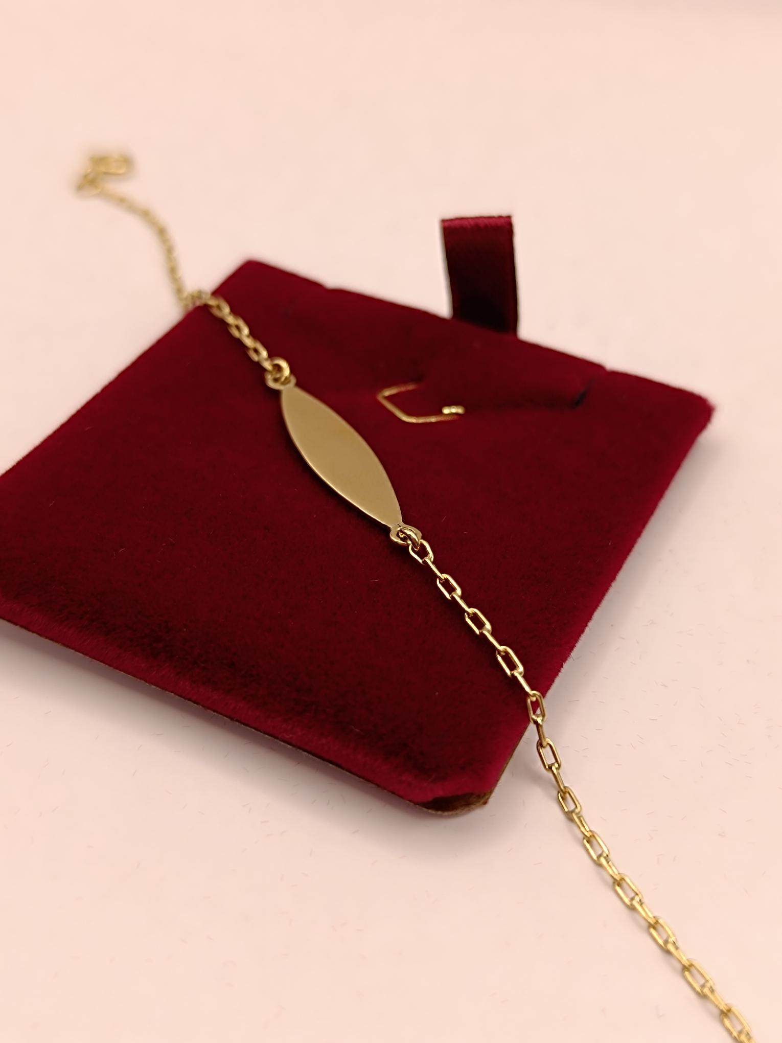 Pulsera niña/o con placa de identificación 1.7 grs Oro 18k 1