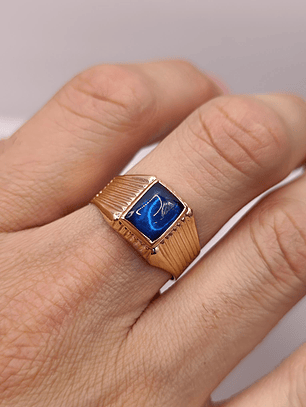 Anillo sello zafiro azul 6 grs Oro 18k 