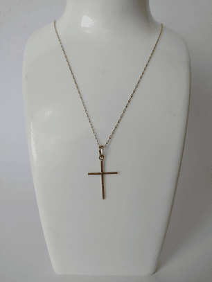 Cadena Limada 50 cm y cruz 3 grs Oro 18k