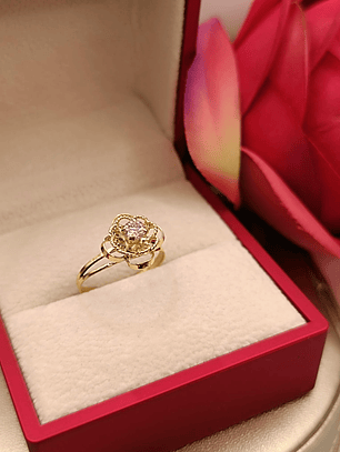 Anillo doble flor rosa de Francia 2 grs Oro 18k  