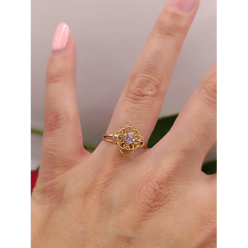 Anillo doble flor rosa de Francia 2 grs Oro 18k  