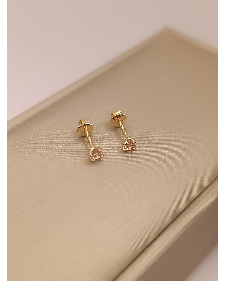 Aros punto de luz rosa de Francia 3 mm 1 gr Oro 18k