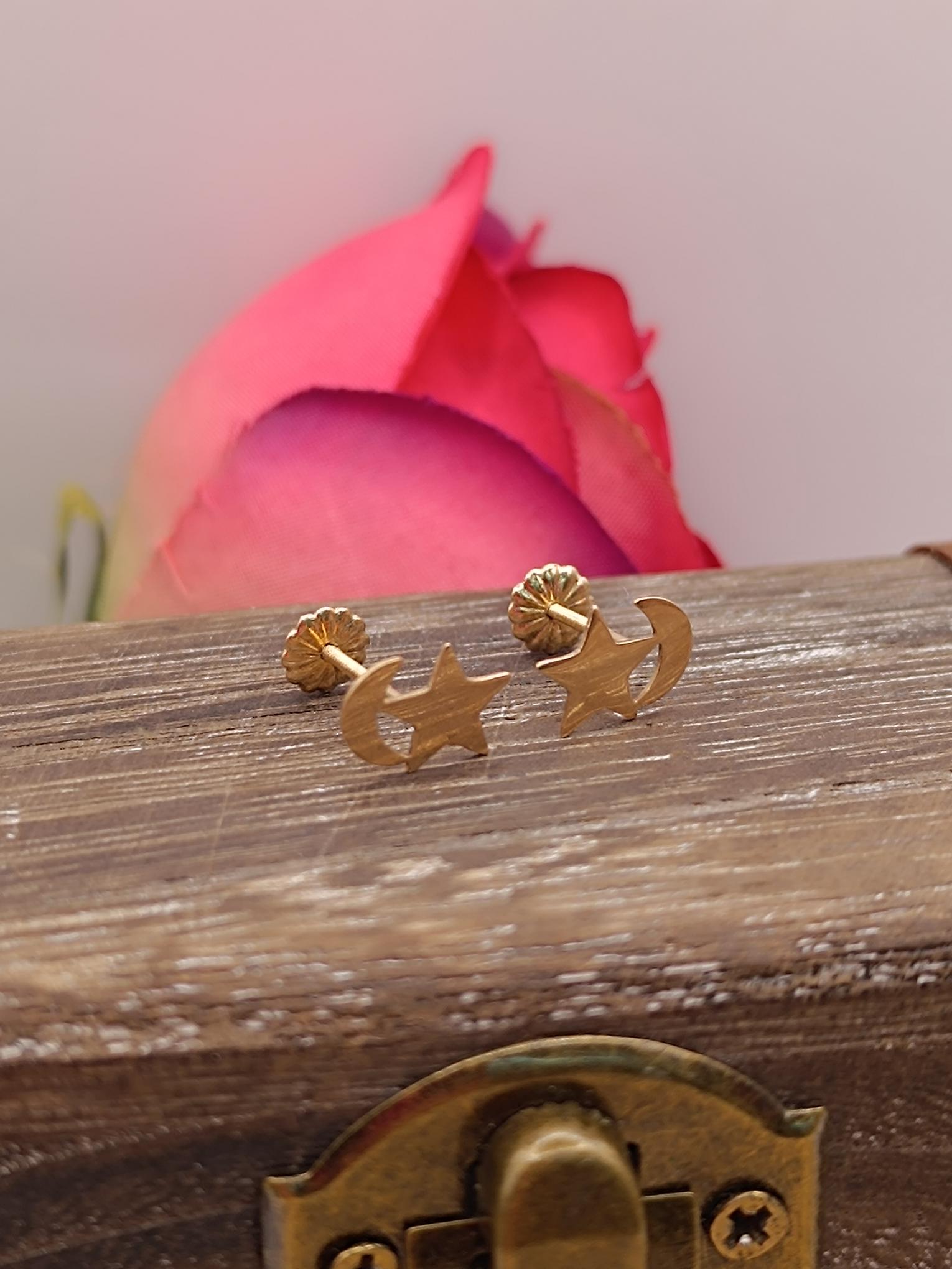 Aros estrella luna 8 mm 1 gr oro 18k 4