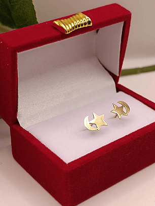Aros estrella luna 8 mm 1 gr oro 18k