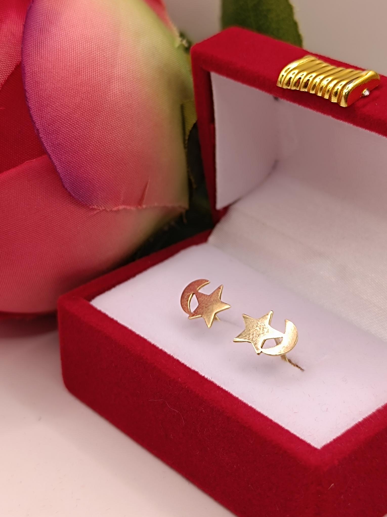 Aros estrella luna 8 mm 1 gr oro 18k 1