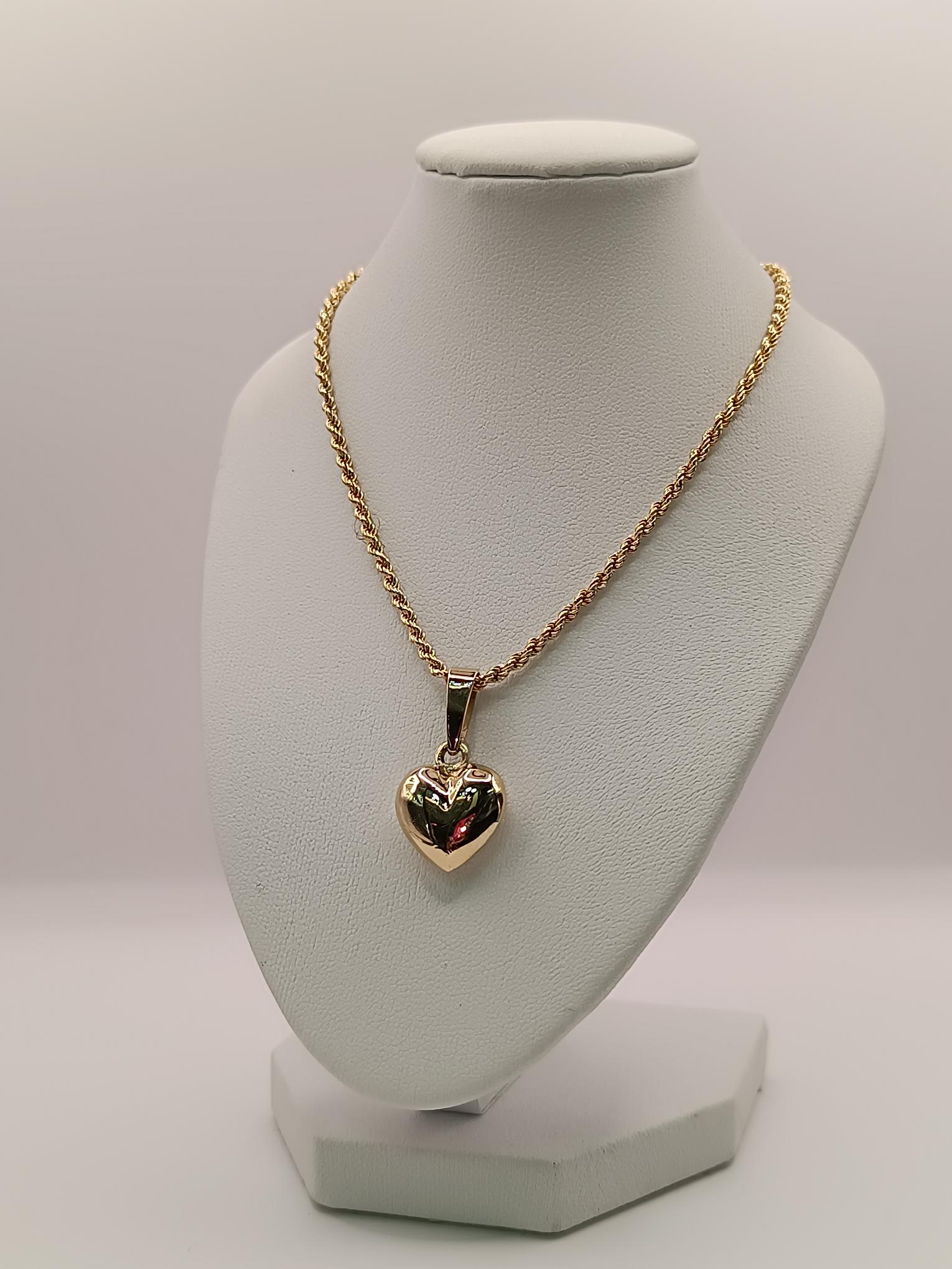 Cadena tourbillon 55 cm y corazón 21 mm 15 grs Oro 18k  3