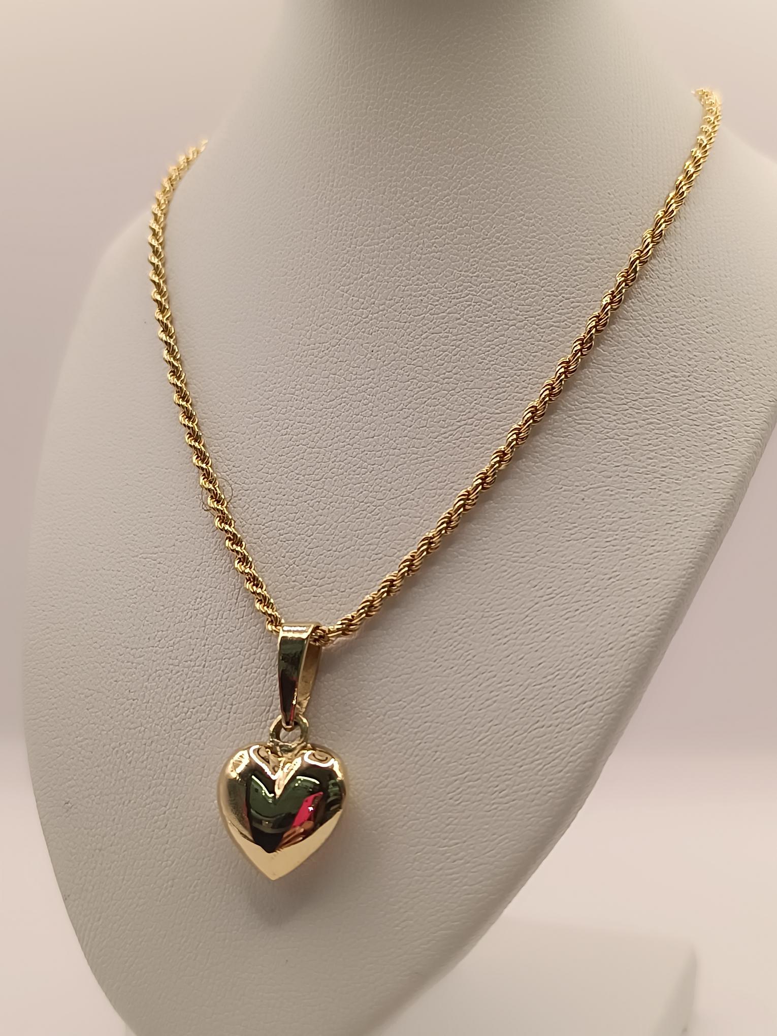 Cadena tourbillon 55 cm y corazón 21 mm 15 grs Oro 18k  2