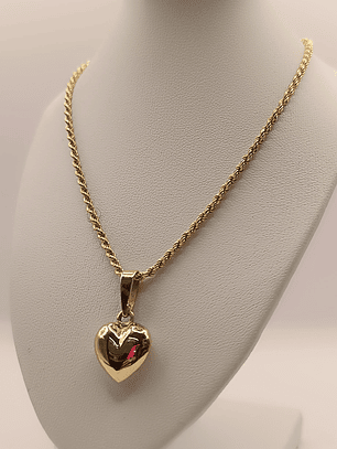 Cadena tourbillon 55 cm y corazón 21 mm 15 grs Oro 18k 