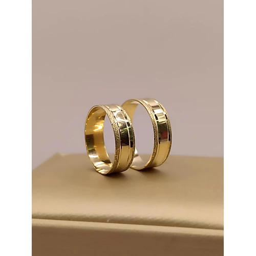 Argollas de matrimonio borde satinado 6 mm 6.5 grs Oro 18k 