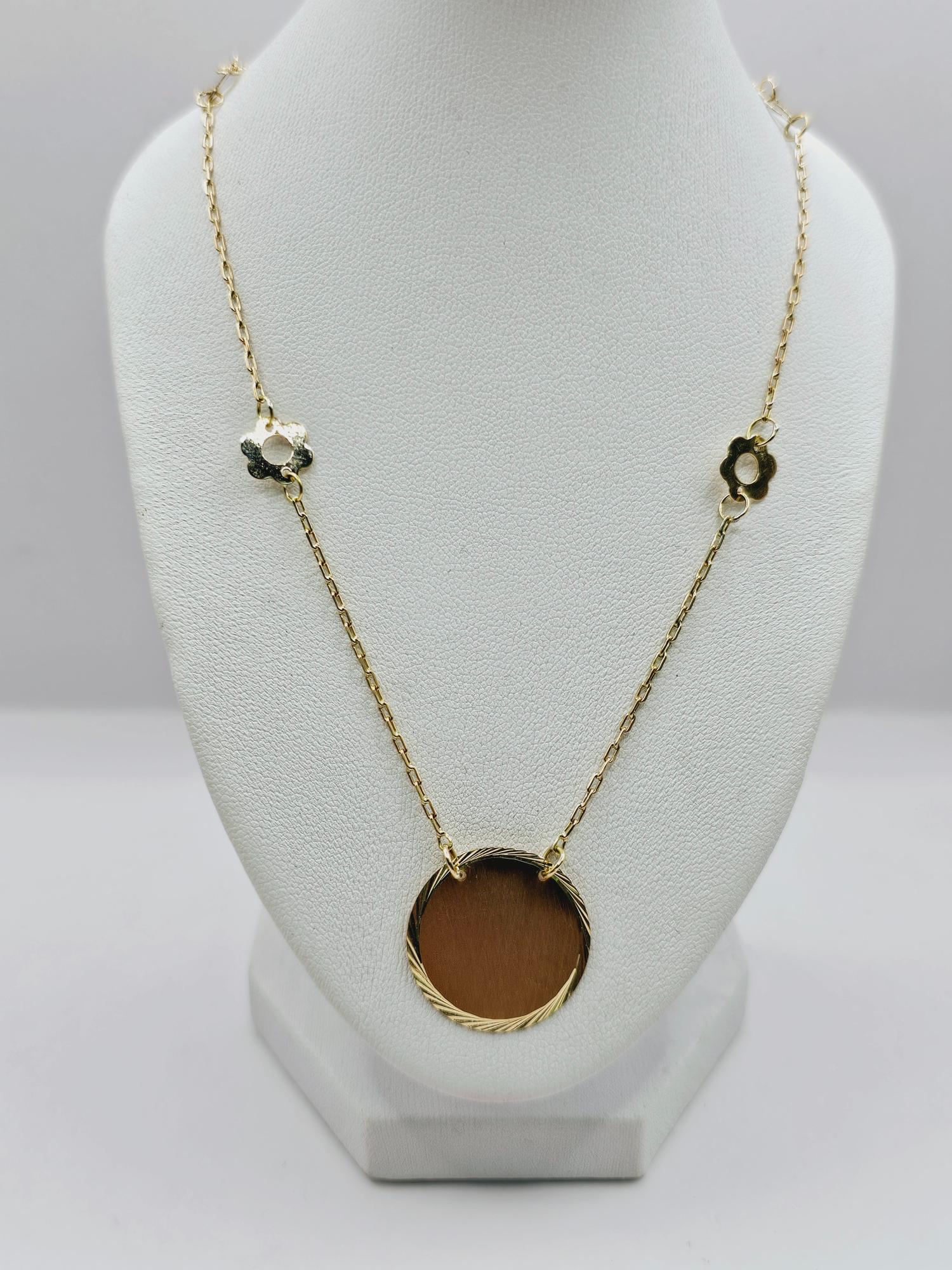 Collar flores y disco 50 cm 6 grs Oro 18k 4