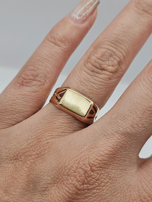 Anillo sello calado rectangular 2.2 grs Oro 18k